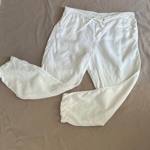 Nordstrom Caslon Relaxed Fit Cuffed Drawstring Waist Linen Joggers